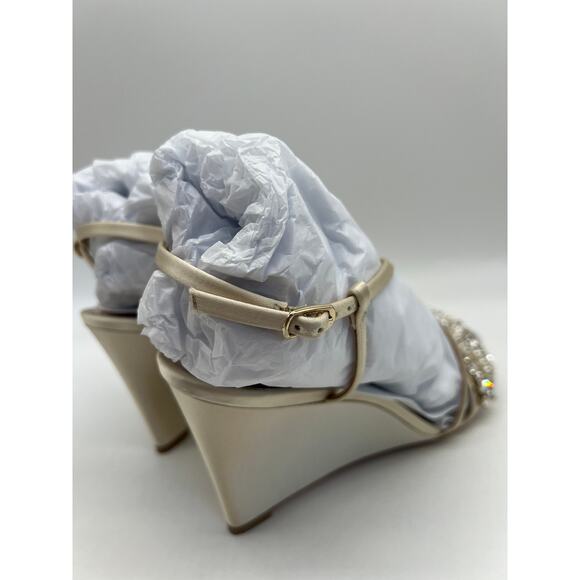 Badgley Mischka Women's Clarisa Embellished Wedge Sandal Ivory MP5243 Size 9.5 - Picture 7 of 12